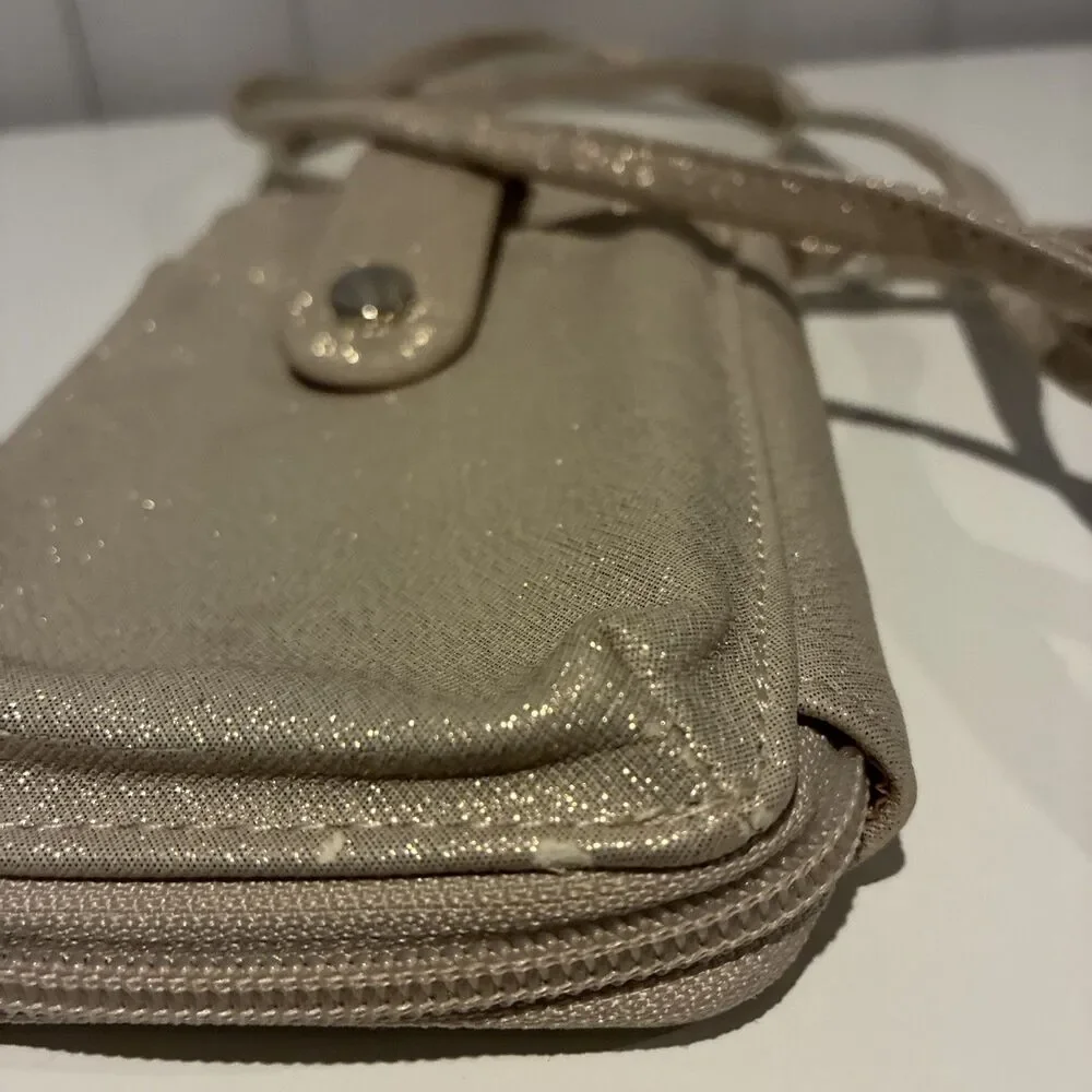 Kelly & Katie Glitter Crossbody Wallet-Champagne Gold-